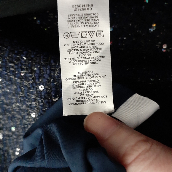 Navy blue tweed w/ sequins skirt-with pockets! - Picture 4 of 4